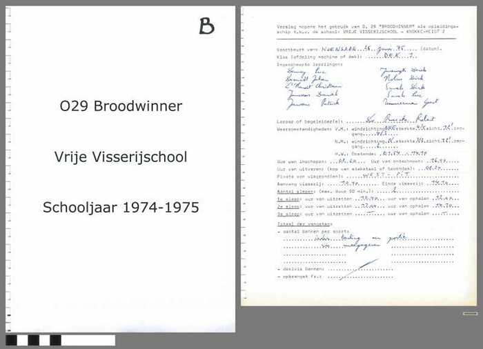 Verslagen opleidingsschip O.29 Broodwinner - Vrije Visserijschool - Schooljaar 1974-1975 Deel B