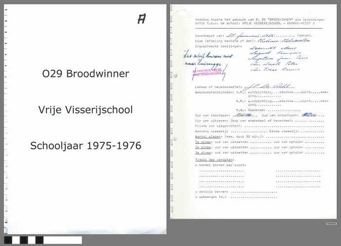 Verslagen opleidingsschip O.29 Broodwinner - Vrije Visserijschool - Schooljaar 1975-1976 - Deel A