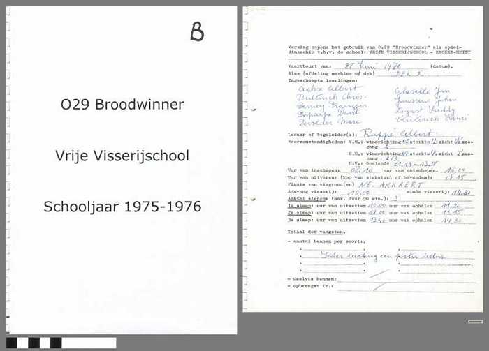 Verslagen opleidingsschip O.29 Broodwinner - Vrije Visserijschool - Schooljaar 1975-1976 - Deel B