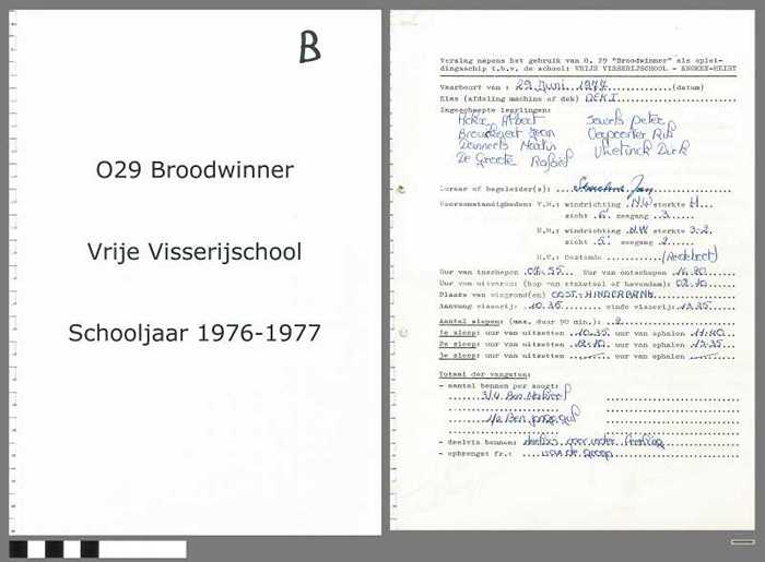 Verslagen opleidingsschip O.29 Broodwinner - Vrije Visserijschool - Schooljaar 1976-1977 - Deel B