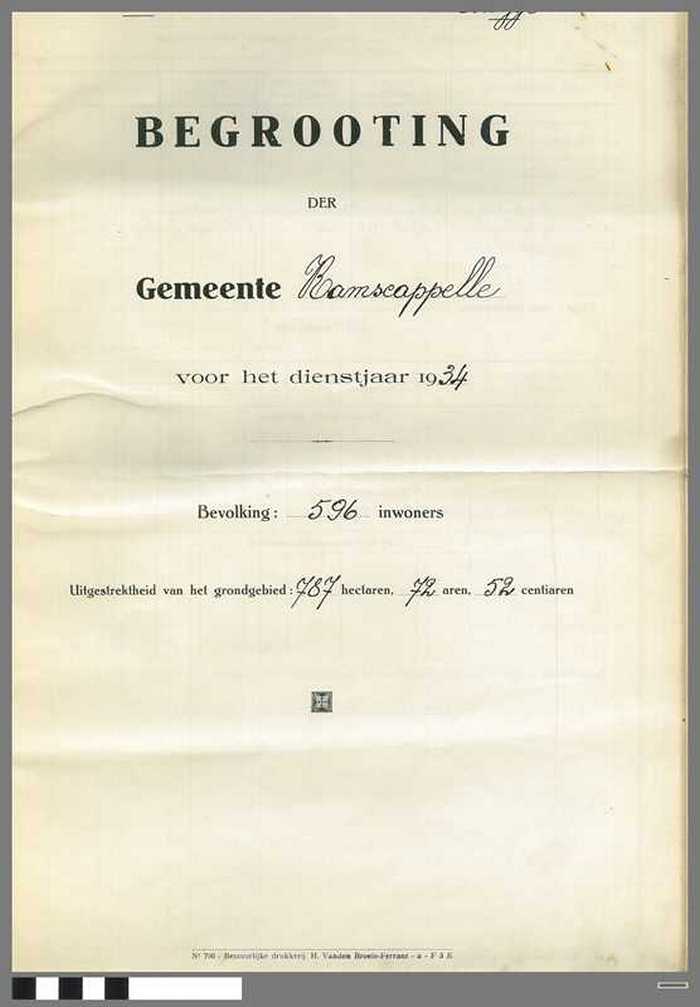 Gemeente Ramscappelle - Begrooting voor het Dienstjaar 1934