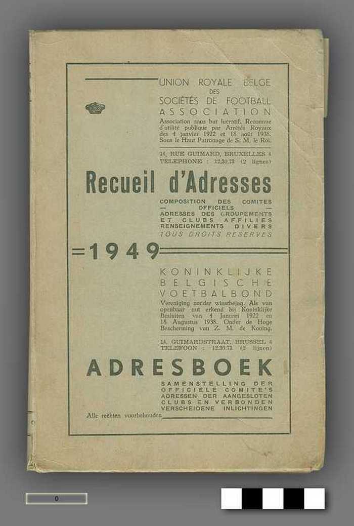 Koninklijke Belgische voetbalbond - Adresboek - 1949