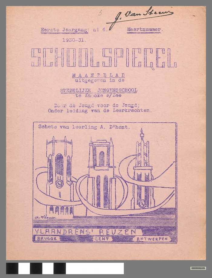 Boekje: Schoolspiegel - Stedelijke Jongensschool - Knocke a/zee - Eerste jaargang - N° 4 - Maartnummer - Schooljaar 1930-1931