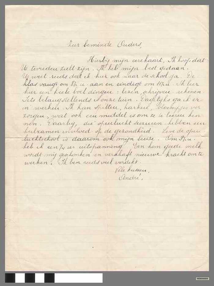 Brief van André De Blaere aan zijn ouders