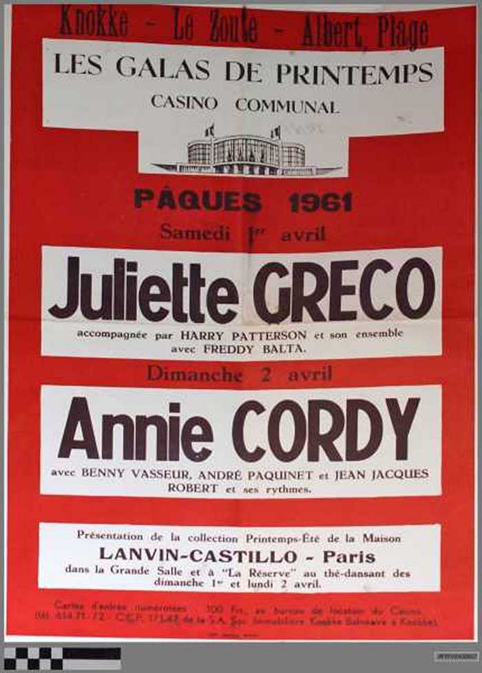 Casino Communal, Les galas de Printemps: Juliette Greco, Annie Cordy