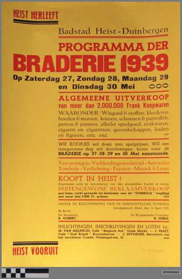 Programma der braderie 1939, Badstad Heist-Duinbergen.
