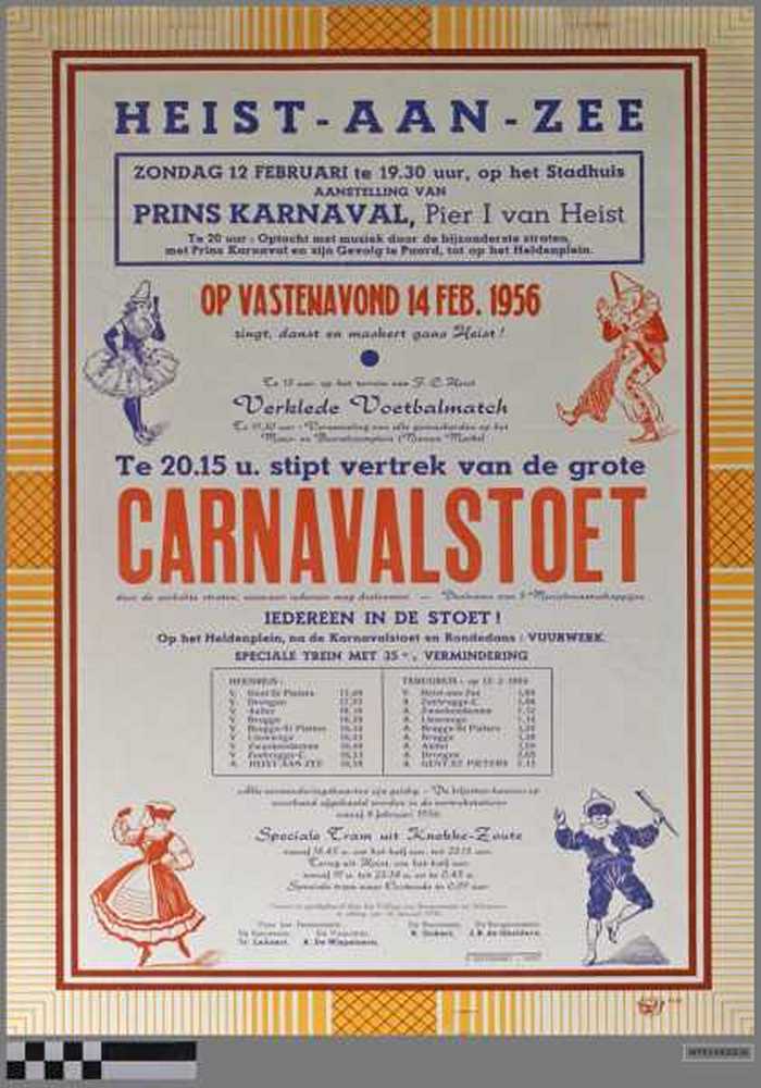 Heist-aan-zee, Prins Karnaval, Op Vastenavond 14 feb.1956, Verklede Voetbalmatch, Carnavalstoet