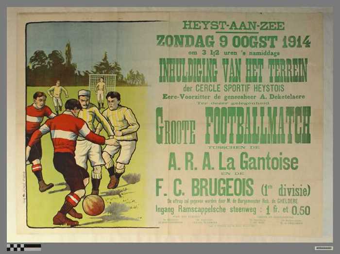 Heyst-aan-zee, Zondag 9 Oogst 1914, Inhuldiging van het Terrein, Groote Footballmatch, A.R.A. La Gantoise, F.C.Bruges.