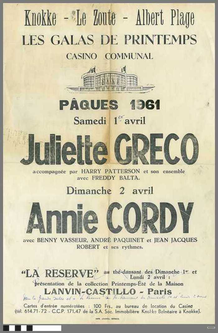 Casino Communal  - Les galas du printemps - 1961 - Juliette Grecq et Annie Cordy