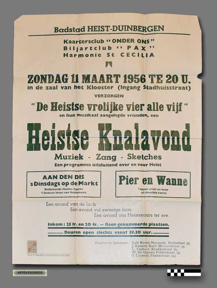 Badstad Heist-Duinbergen - Heistse Knalavond - zondag 11 maart 1956 te 20u