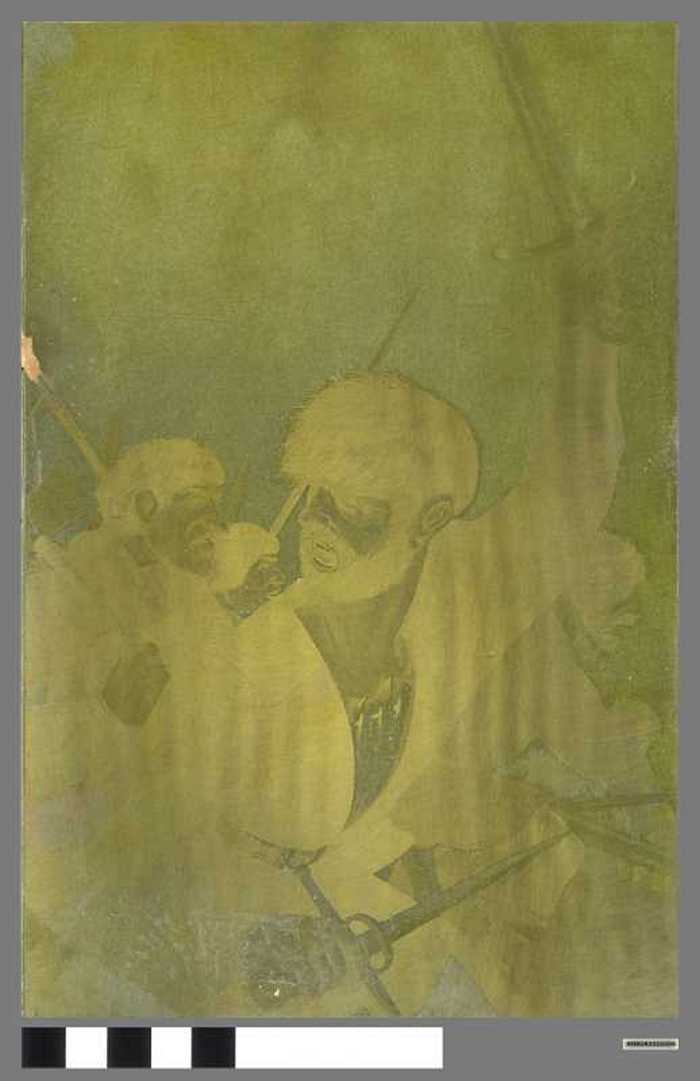 Drukplaat: afbeelding 'De Ridders van de Groene Tente'.