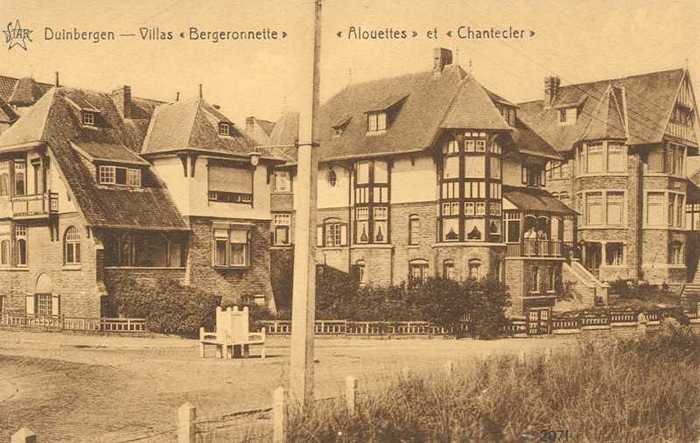 Duinbergen, Villas Bergeronette, Alouettes et Chantecler