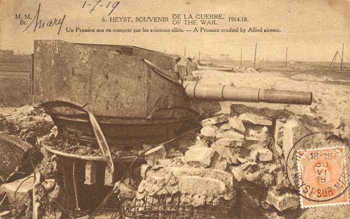 Heyst - Souvenir de la Guerre 1914-18 - Un Prussien mis en compote par les aviateurs alliés