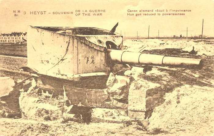 Heyst - Souvenir de la Guerre 1914-18 - Canon allemand réduit à  l'impuissance