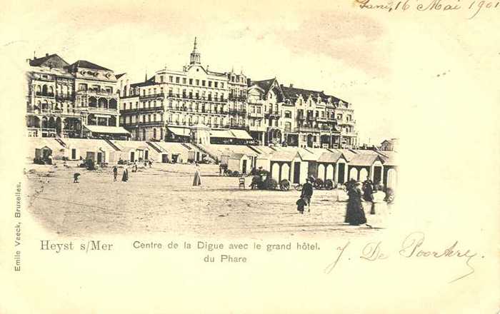 Heyst s/Mer - Centre de la Digue avec le grand hôtel du Phare