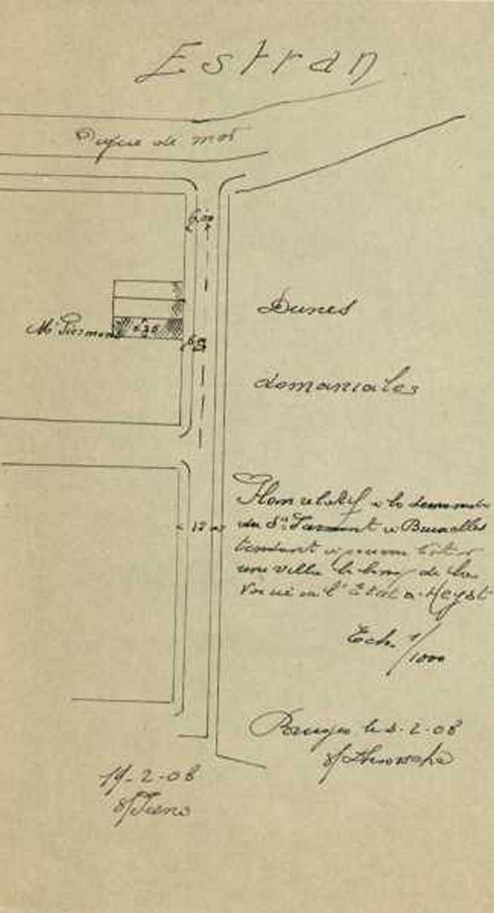 Avis sur la requête du Sieur Piermont à Bruxelles, tendant à obtenir lautorisation de construire une villa (Bouwaanvraag met liggingsplan)