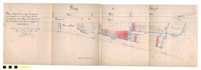 Plage de Heyst. Stratenplan van Heyst tussen Promenade de Digue, Place publique, Rue Kursaal en Rue des Dunes