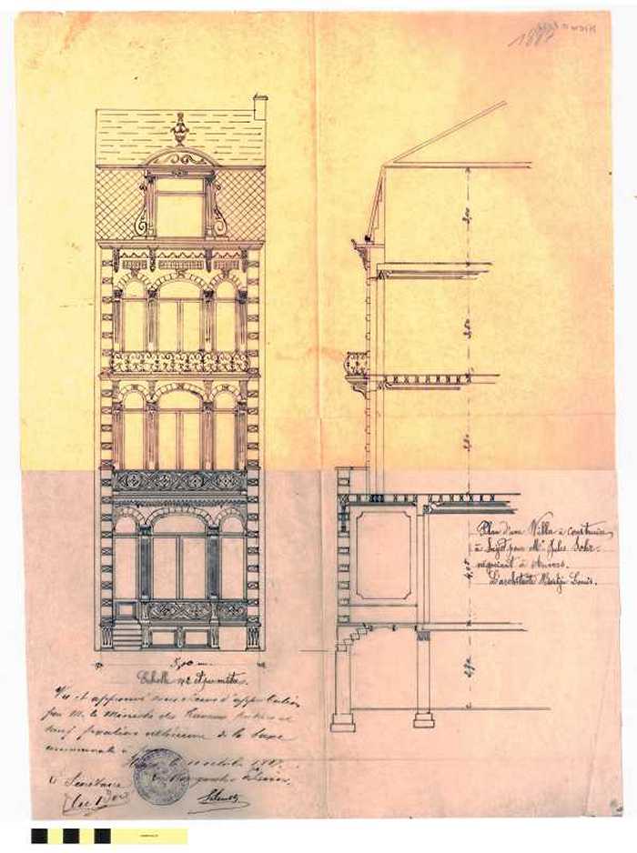 Plan dune villa à construire à Heyst s/mer pour Mr. Jules Sohr, négociant à Anvers