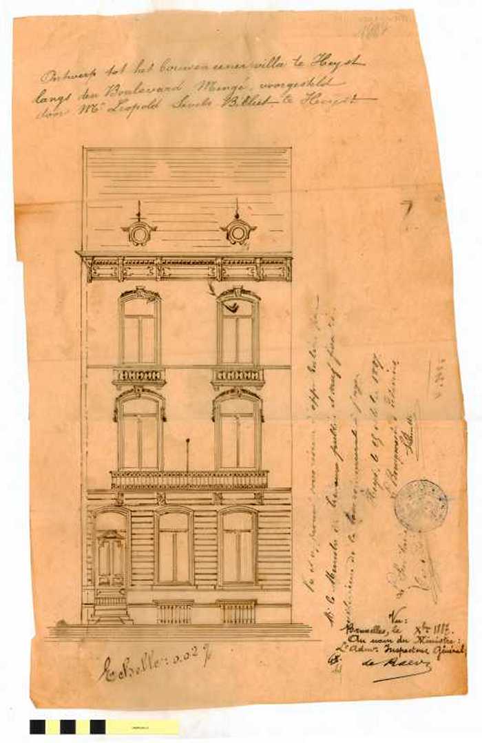 Ontwerp tot het bouwen van een villa te Heyst langs de boulevard Mengé, voorgesteld door Mr. Léopold Savels Billiet te Heyst