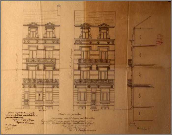 Aanvraag voor het bouwen van twee villas langs de Boulevard Mengé en de Vlamingstraat voor Mr. Léon Vanhove-Landuyt, beenhouwer te Heyst