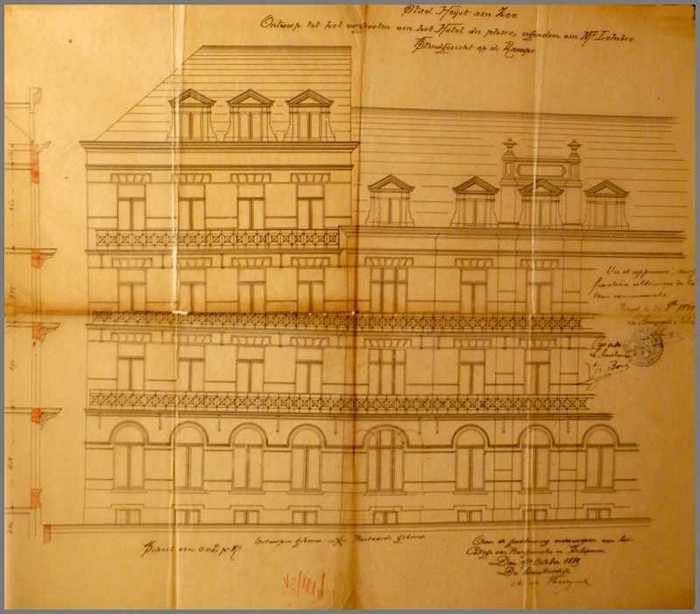 Stad Heyst-aan-Zee. Ontwerp tot het vergrooten van het Hotel du Phare, eigendom van Mr. Lelubre. Standgezicht op de rampe