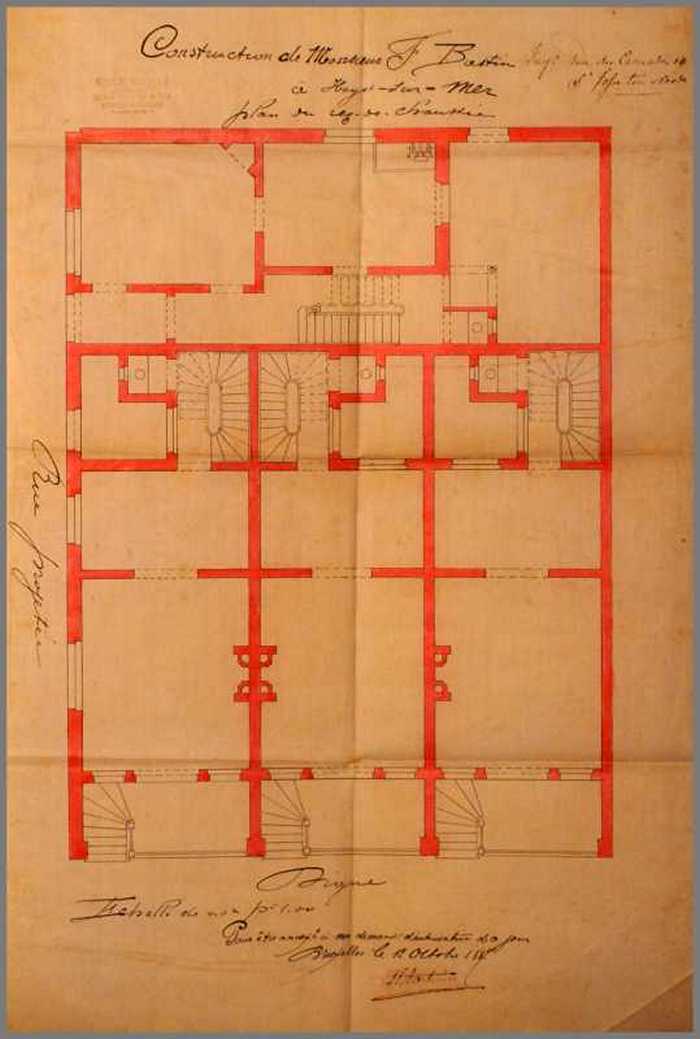 Construction de Monsieur F. Bastin à Heyst -sur- Mer - Plan du rez -de-chaussée