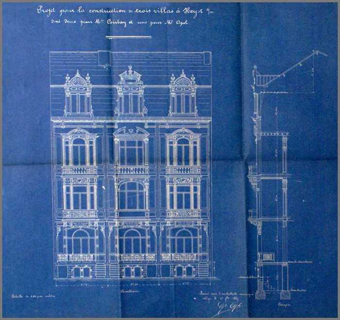Projet pour la construction de trois villas à Heyst s/m dont deux pour Mme. Coirbay et une pour Mr. Apel