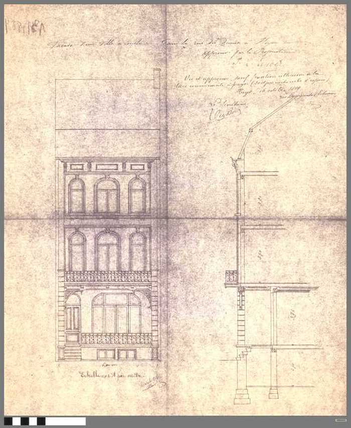 Façade d'une villa à construire pour la rue des Dunes à Heyst, approuvé par le propriétaire J.L. Lenoir