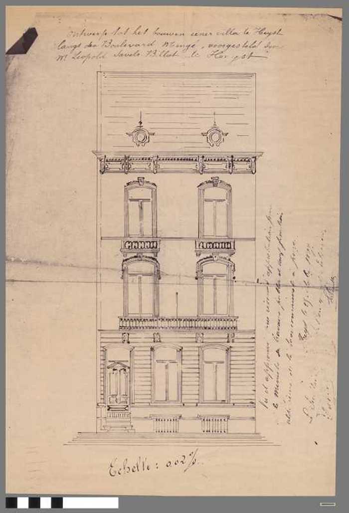 Ontwerp tot het bouwen eener villa te Heyst langs den Boulevard Mengé, voorgesteld door Mr. Leopold Savels-Billiet te Heyst