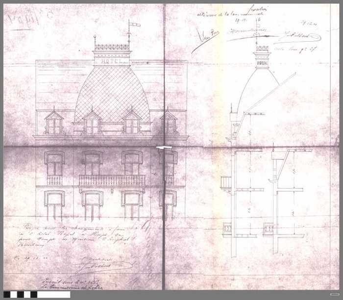 Projet pour les changements à faire à l'hôtel Royal à Heyst, ce pour compte de Monsieur Théophiel Boereboom