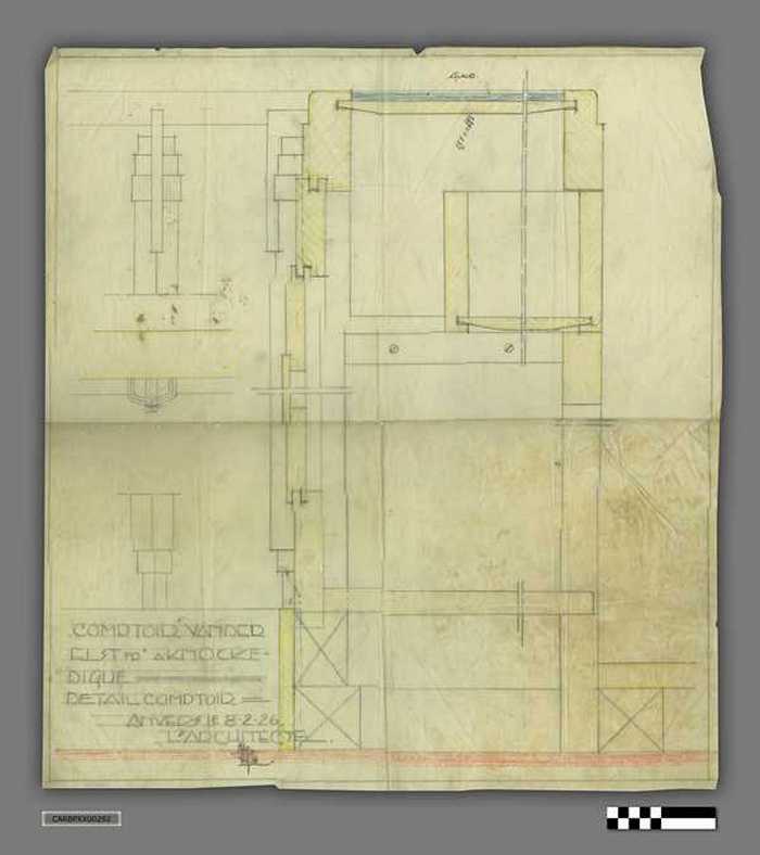 Bouwplan: Detail toonbank - Usines Van der Elst