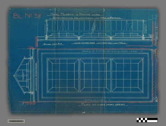 Bouwplan: Blauwdruk eetzaal - Hotel Majestic Knokke