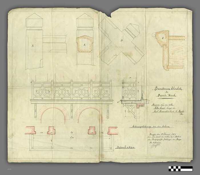 Bouwplan: Villa Louis - Paul Parmentierlaan te Knocke aan Zee - Detailtekening balkon