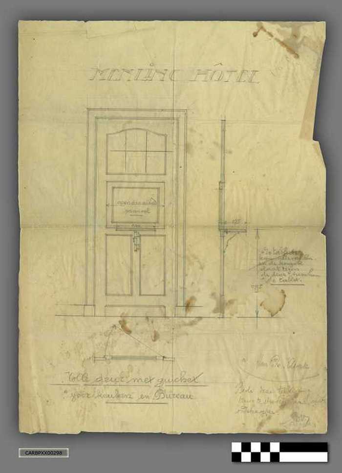 Bouwplan: Detailtekening deur - Memlinc Hôtel Knokke