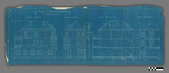 Bouwplan: Blauwdruk gevels - Villa de Mr. Baudoux Knokke