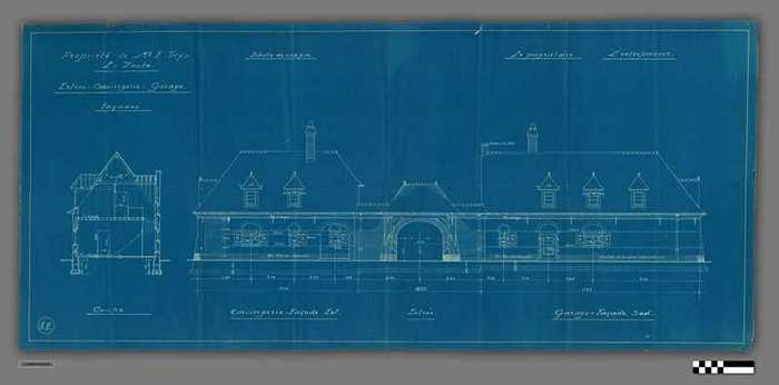 Bouwplan: Gevels conciergerie en garage - Zoute - Thys F.