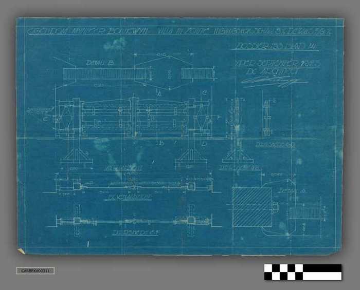 Bouwplan: Blauwdruk detail toegangspoort - Villa Bonnewyn Zoute