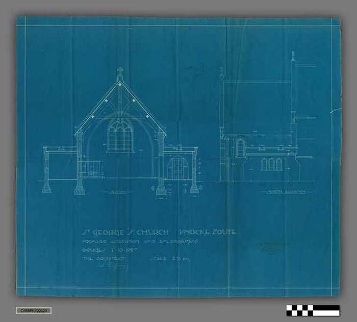 Bouwplan: Blauwdruk uitbreiding Anglicanenkerkje - Knokke Zoute - North elevation