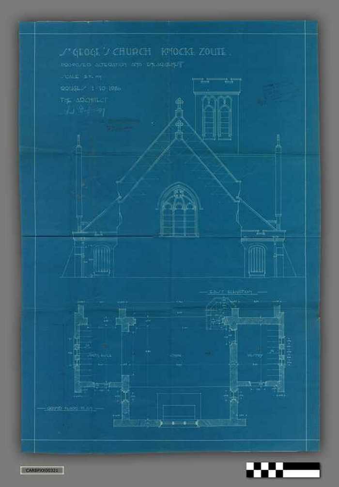 Bouwplan: Blauwdruk uitbreiding Anglicanenkerkje - Knokke Zoute - East elevation