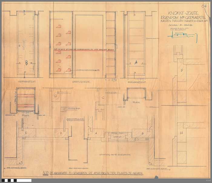 Plan: Eigendom Mevr. Geeraerts - Knokke-Zoute - Kasten tussen kamer en badkamer