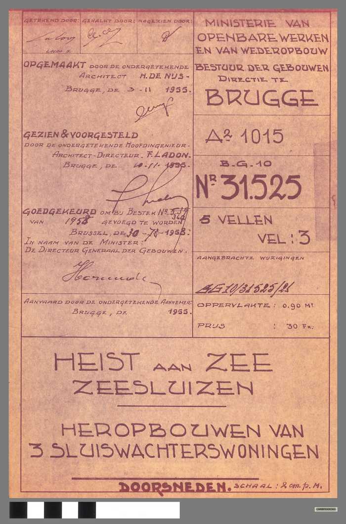 Heist aan Zee - Zeesluizen - Heropbouwen van 3 sluiswachterswoningen - Doorsneden - Vel nr. 3