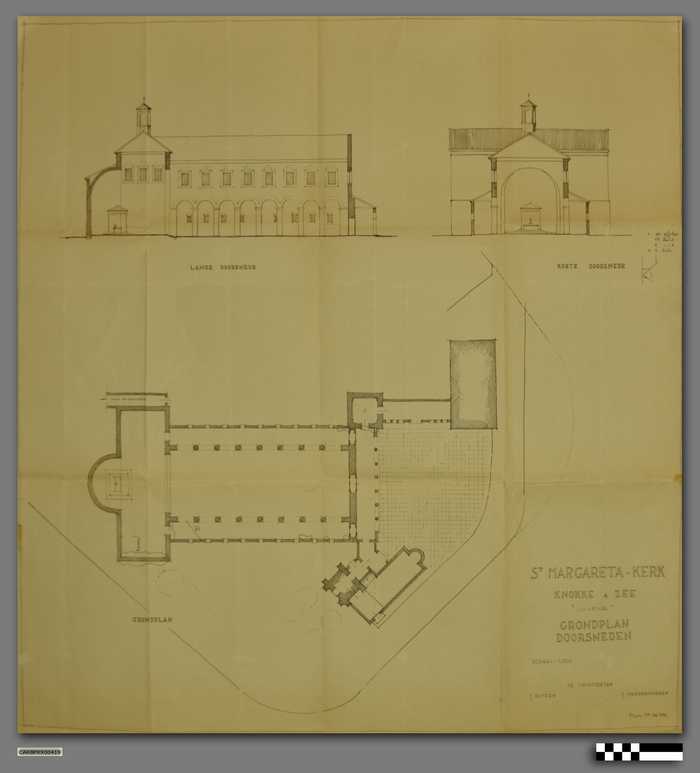 Oud grondplan doorsneden - schaal 1/200 - St. Margaretakerk - Knokke