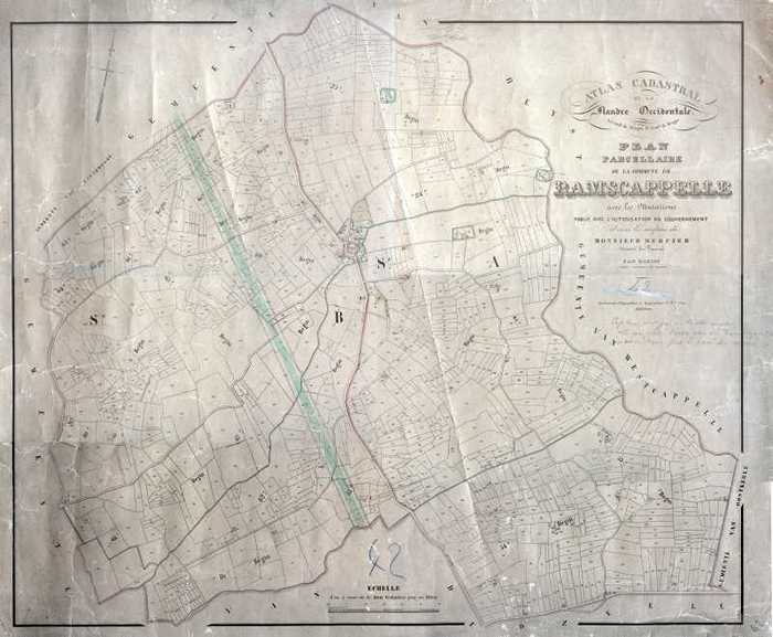 Plan parcellaire de la Commune de Ramscapelle avec les Mutations