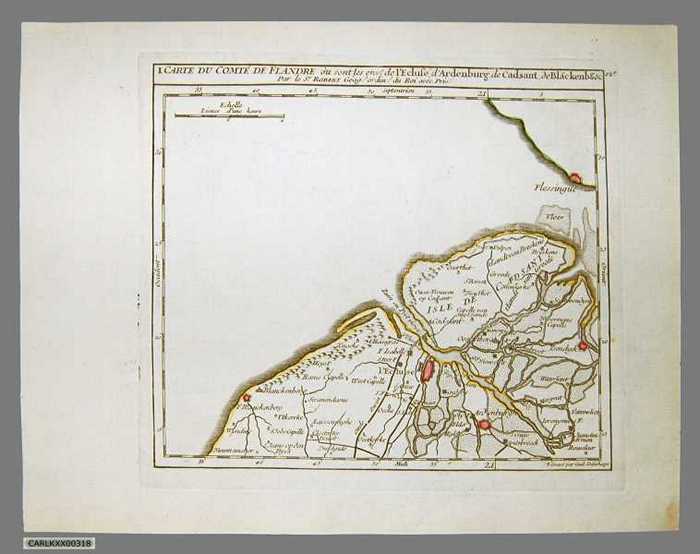Carte du Comté de Flandre ou sont les environs de lEcluse, dArdenburg, de Cadsant, de Blanckenberge
