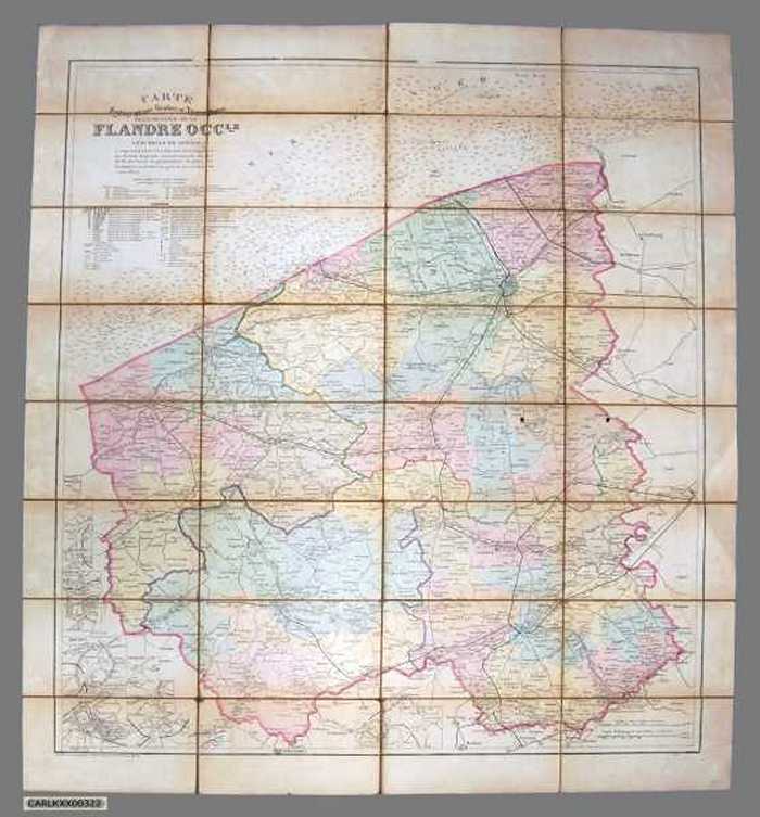 Carte hydrographique routière et administrative de la Province de la Flandre Occidentale