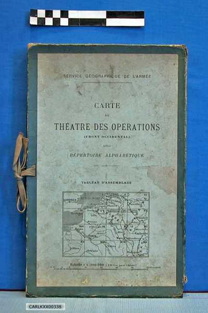 Carte du théatre des operations (front occidental) avec Répertoire Alphabétique.