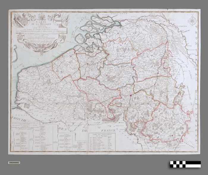 Carte de la Belgique contenant les Pays-Bas, le comte de Flandre et partie des Provinces-Unies ou de la Hollande avec lEve de Liège