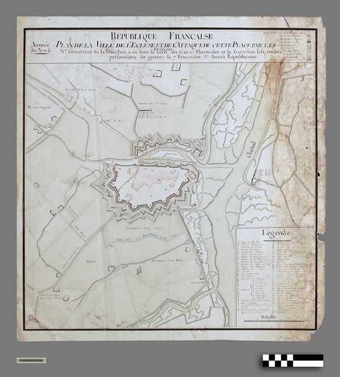 Plan de la ville de lEcluse et de lattaque de cette place par les français