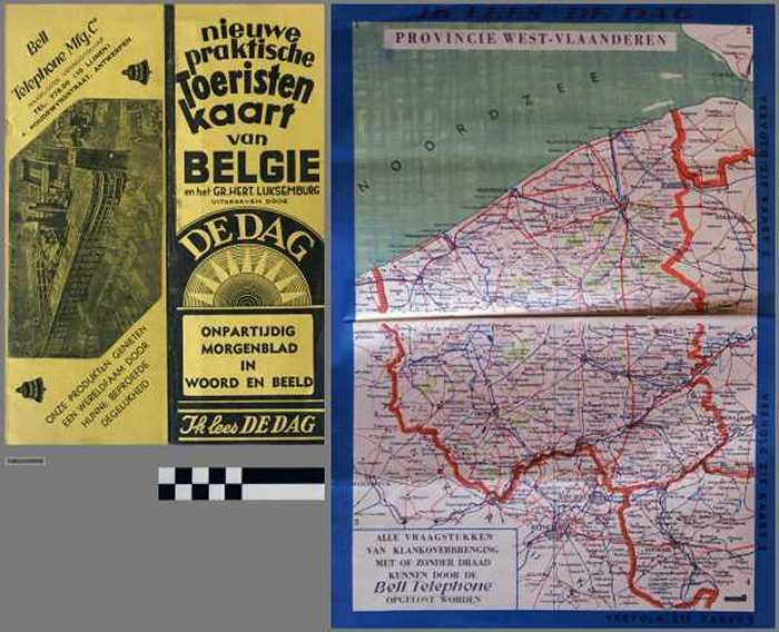 Nieuwe praktische Toeristenkaart van België en het Groot Hertogdom Luksemburg.