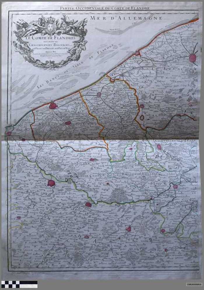 Le Comté de Flandres divisé en ses Chastellenies, Balliages, & le Franc de Bruges et le Pays de Waes (linkse deel)